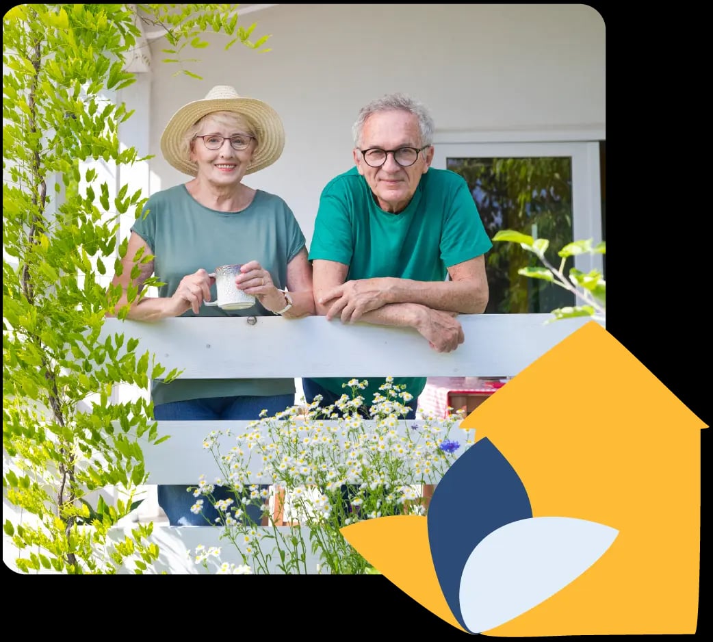Elderly couple smiling together