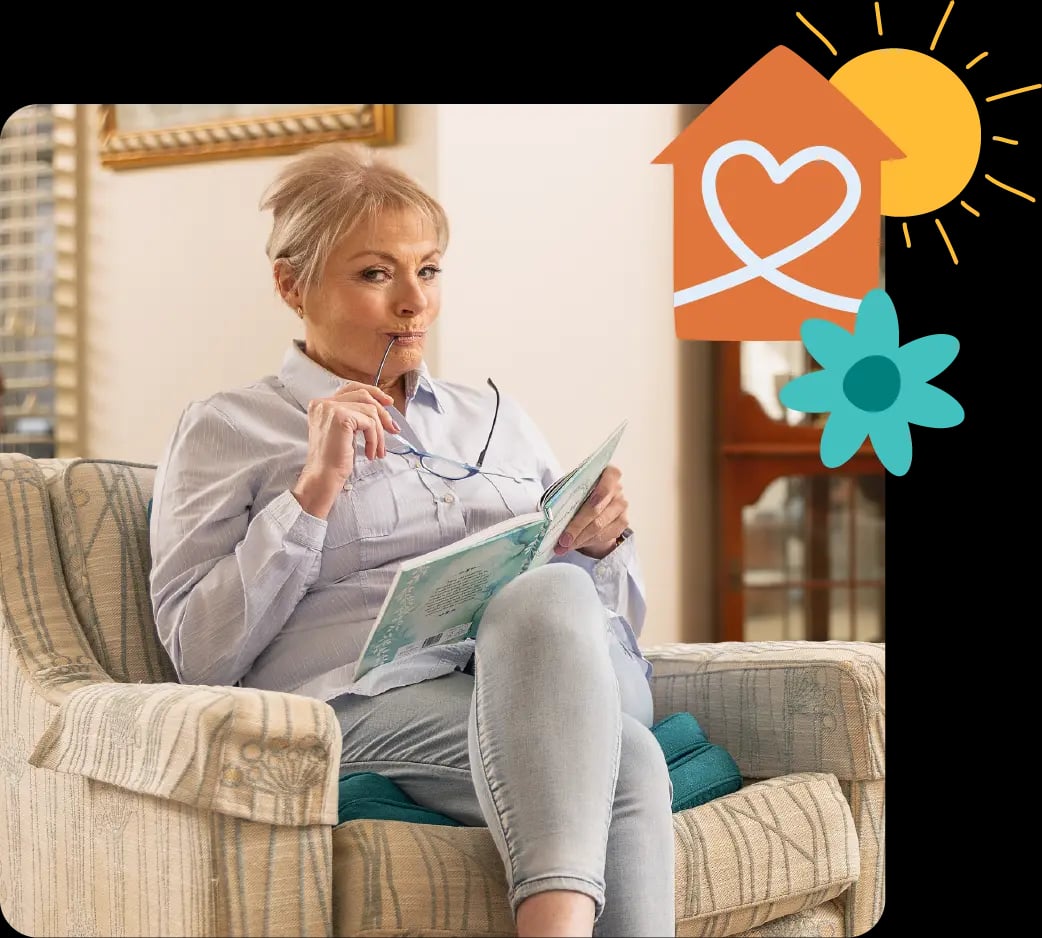 Image of Paula Duncan on the sofa