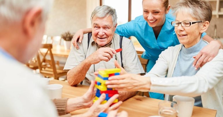 elderly people in a retirement or nursing home